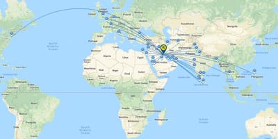 Kuwait airways útvonal térkép